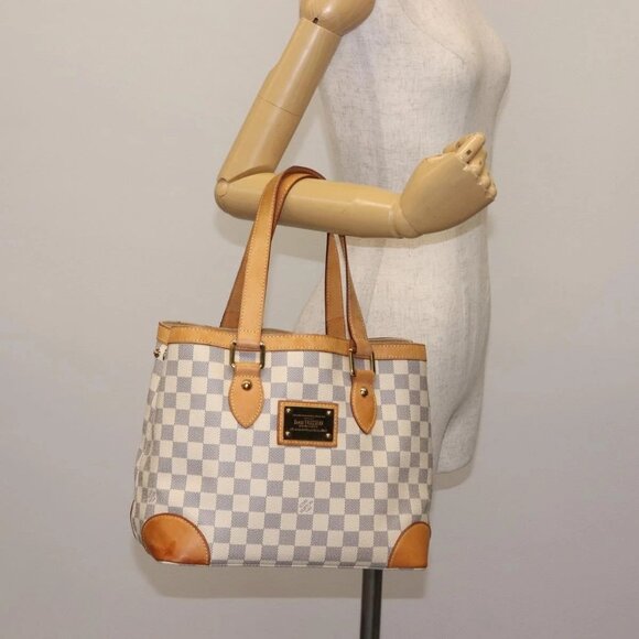 LOUIS VUITTON Damier Azur Hampstead PM Tote Bag N51207 LV Auth 147198 - Picture 1 of 16